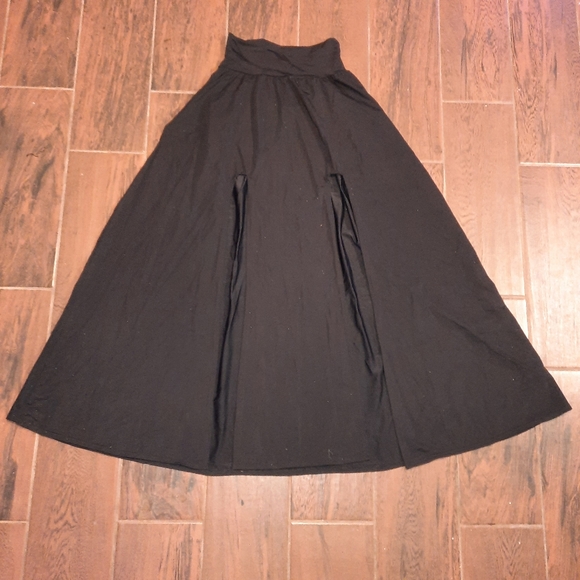 Custom OOAK maxi skirt with double thigh slits Smooth Black Spandex SMALL - Picture 8 of 13